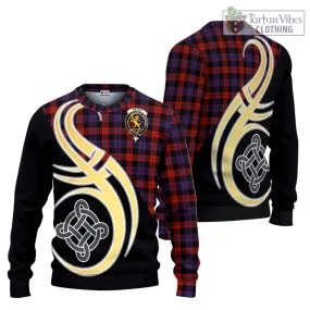 Broun Modern Tartan Ugly Sweater with Family Crest and Celtic Symbol Style