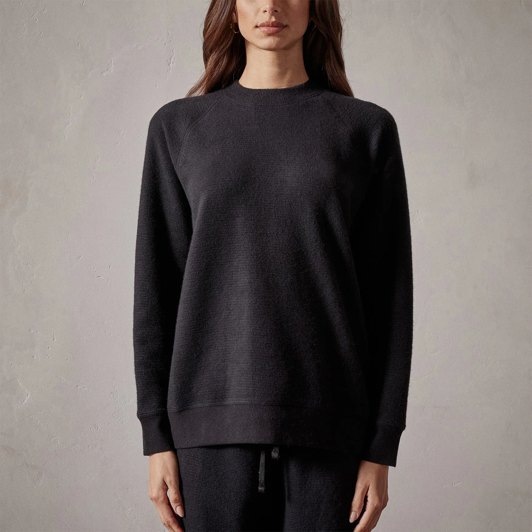 Brushed Thermal Knit Mock Neck - Black