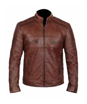 Buy Best High Sale Motorcycle Fashion Men Brown Distressed Biker Jacket