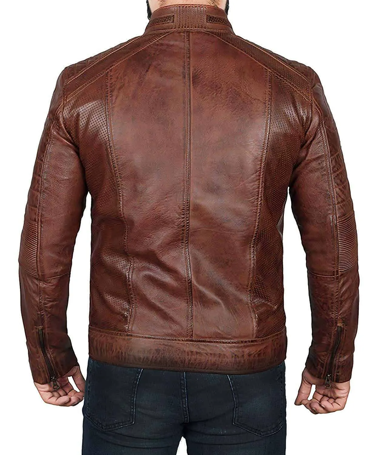 Buy Best High Sale Motorcycle Fashion Men Brown Distressed Biker Jacket