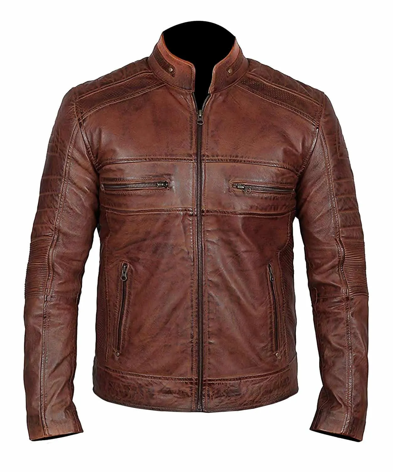 Buy Best High Sale Motorcycle Fashion Men Brown Distressed Biker Jacket