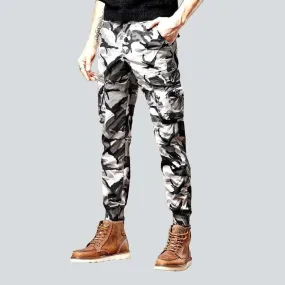 Camouflage print cargo men's jeans