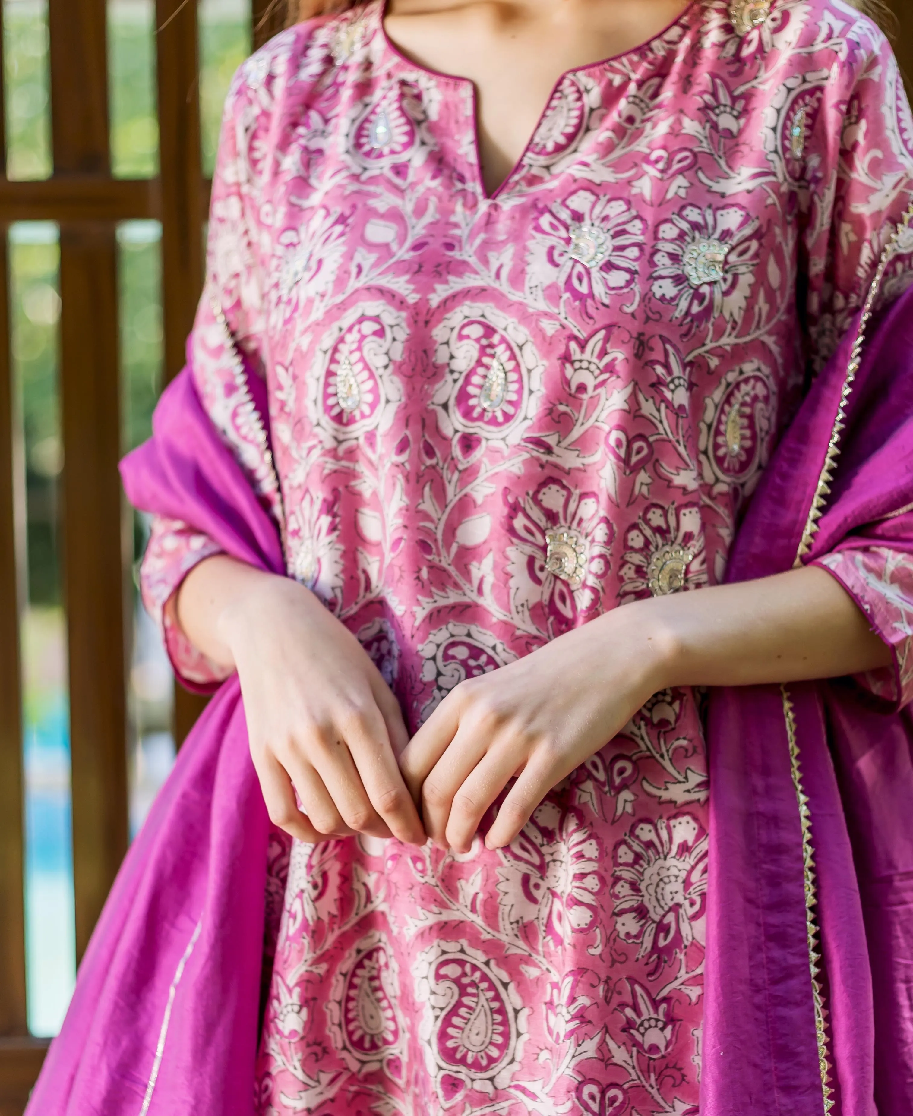 Chaturvi Block Printed Front Slit Kurta