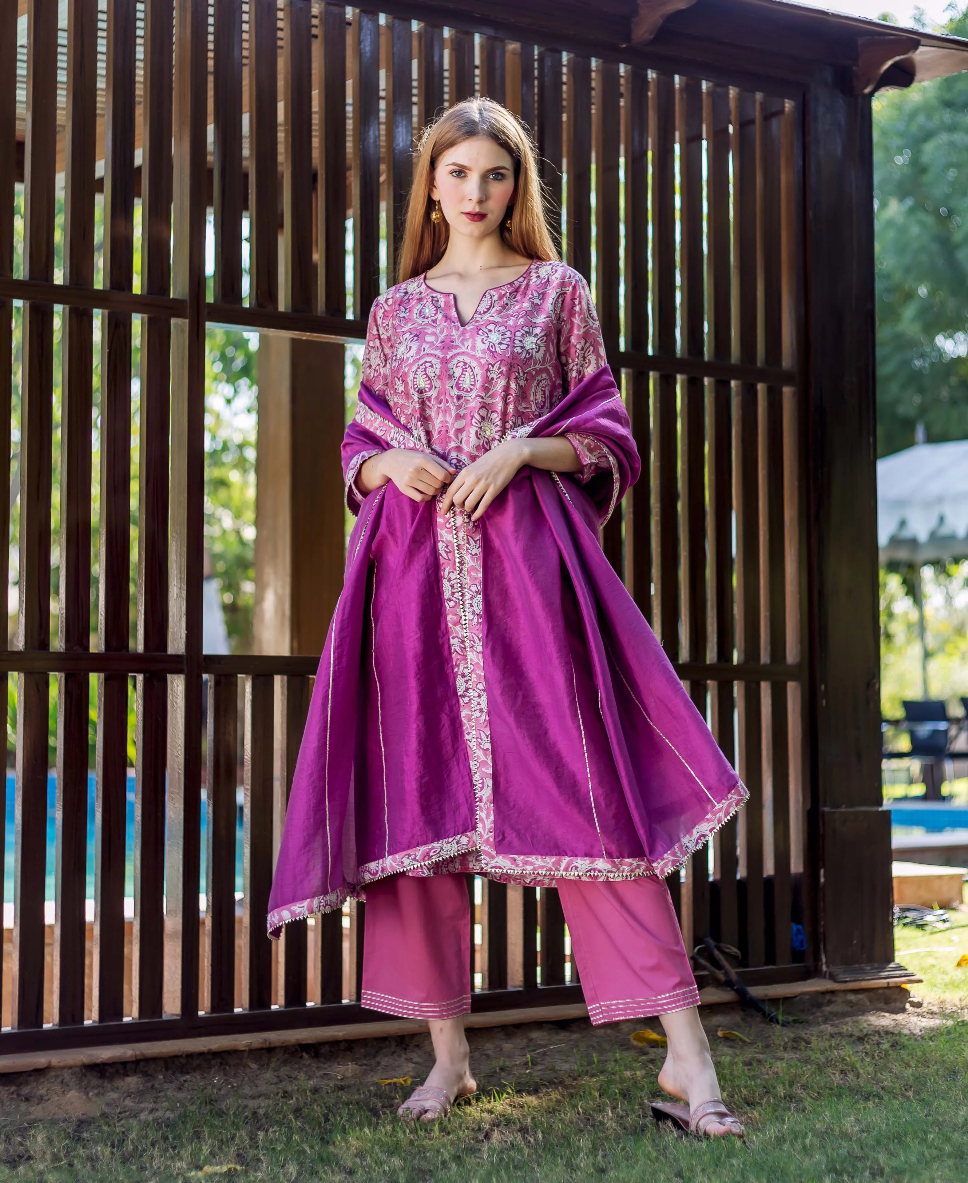 Chaturvi Block Printed Front Slit Kurta