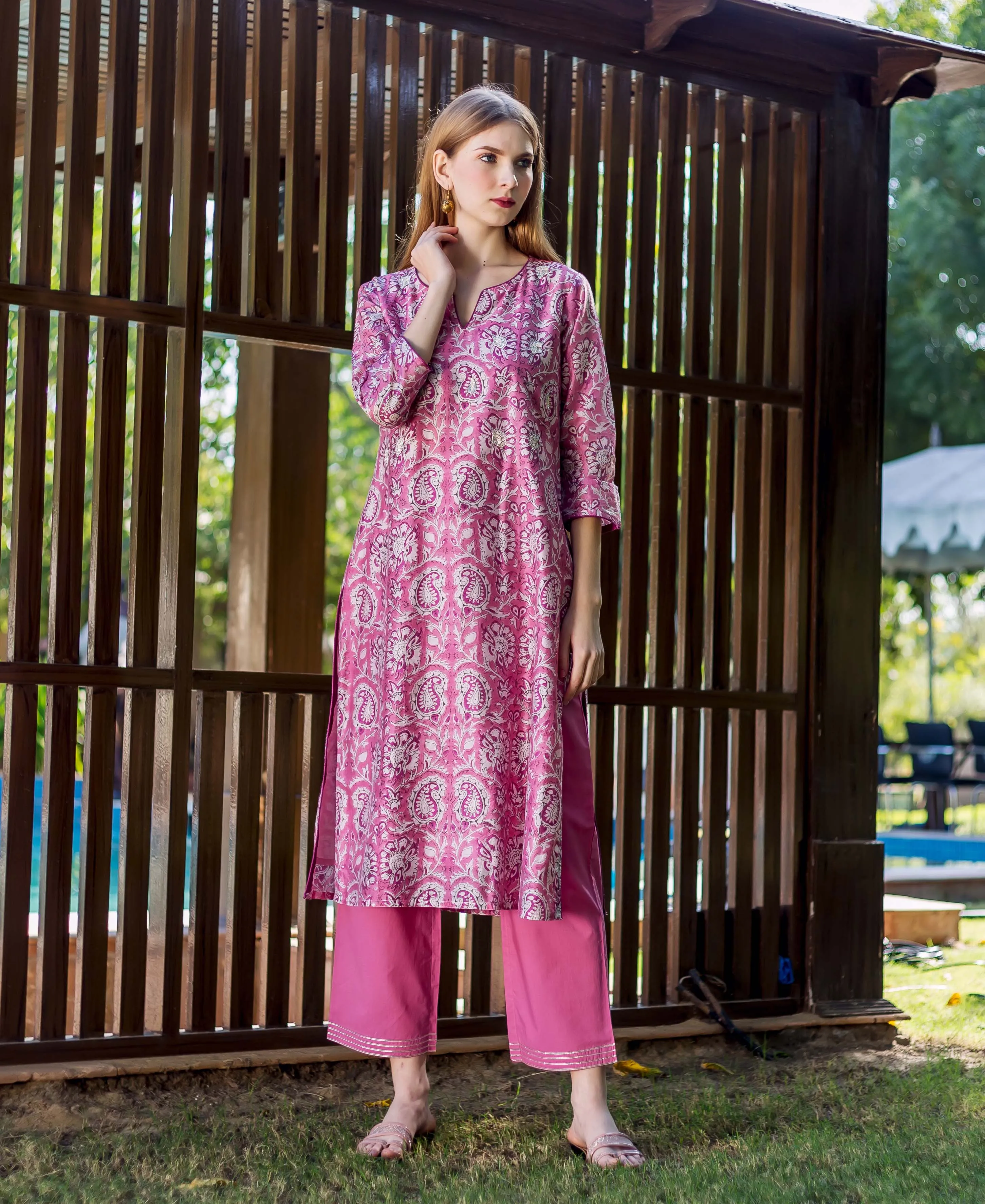 Chaturvi Block Printed Front Slit Kurta