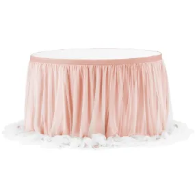 Chiffon Tulle Table Skirt Extra Long 17ft - Blush/Rose Gold