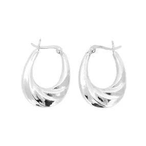 Classic Modern Women's Silver Hoop Earrings Medium Size