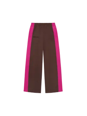 Color Block Loose Leg Track Pants—foxglove pink