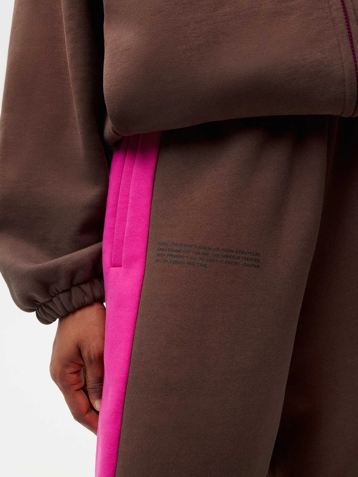 Color Block Loose Leg Track Pants—foxglove pink