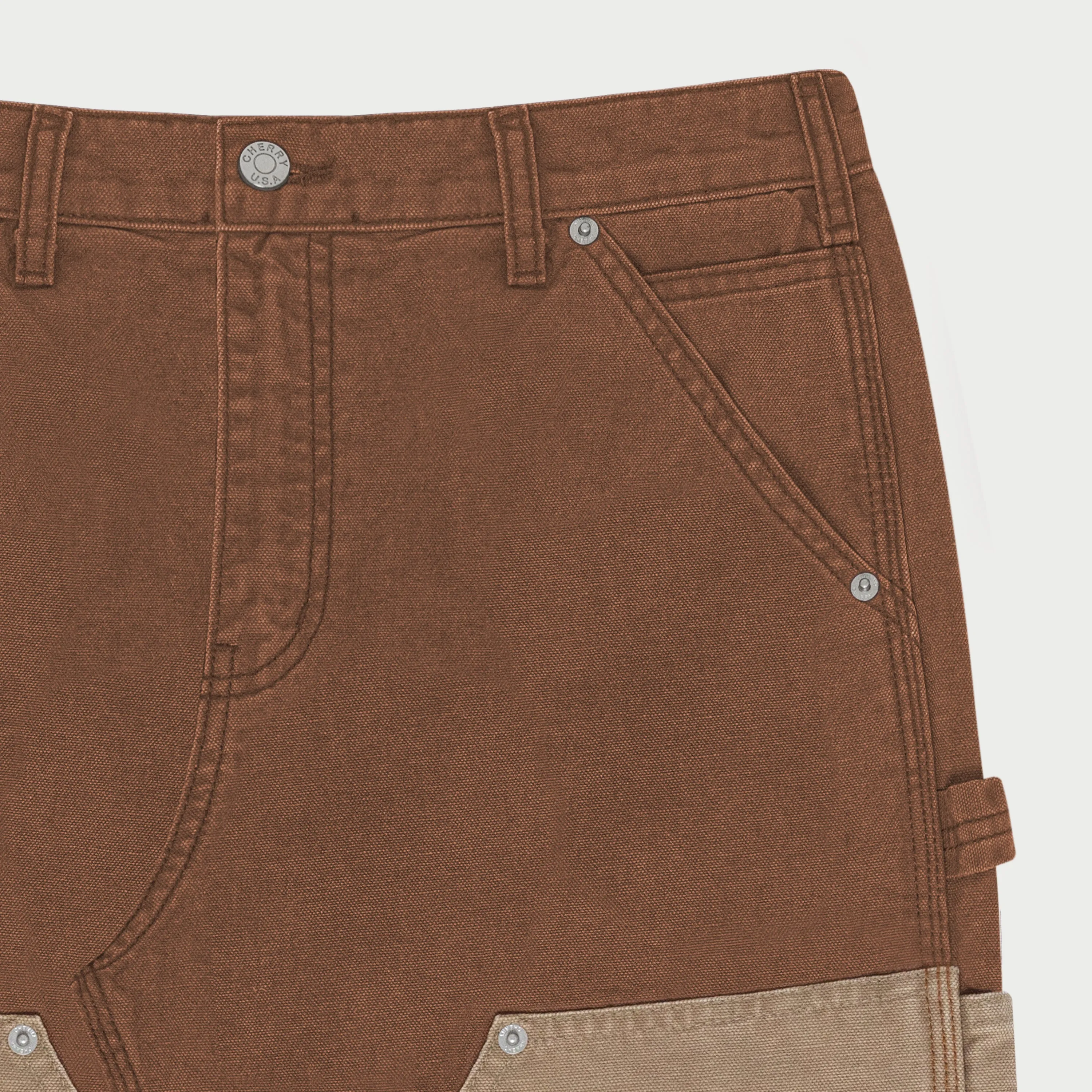 Contrast Double Knee Painter Pants (Camel)