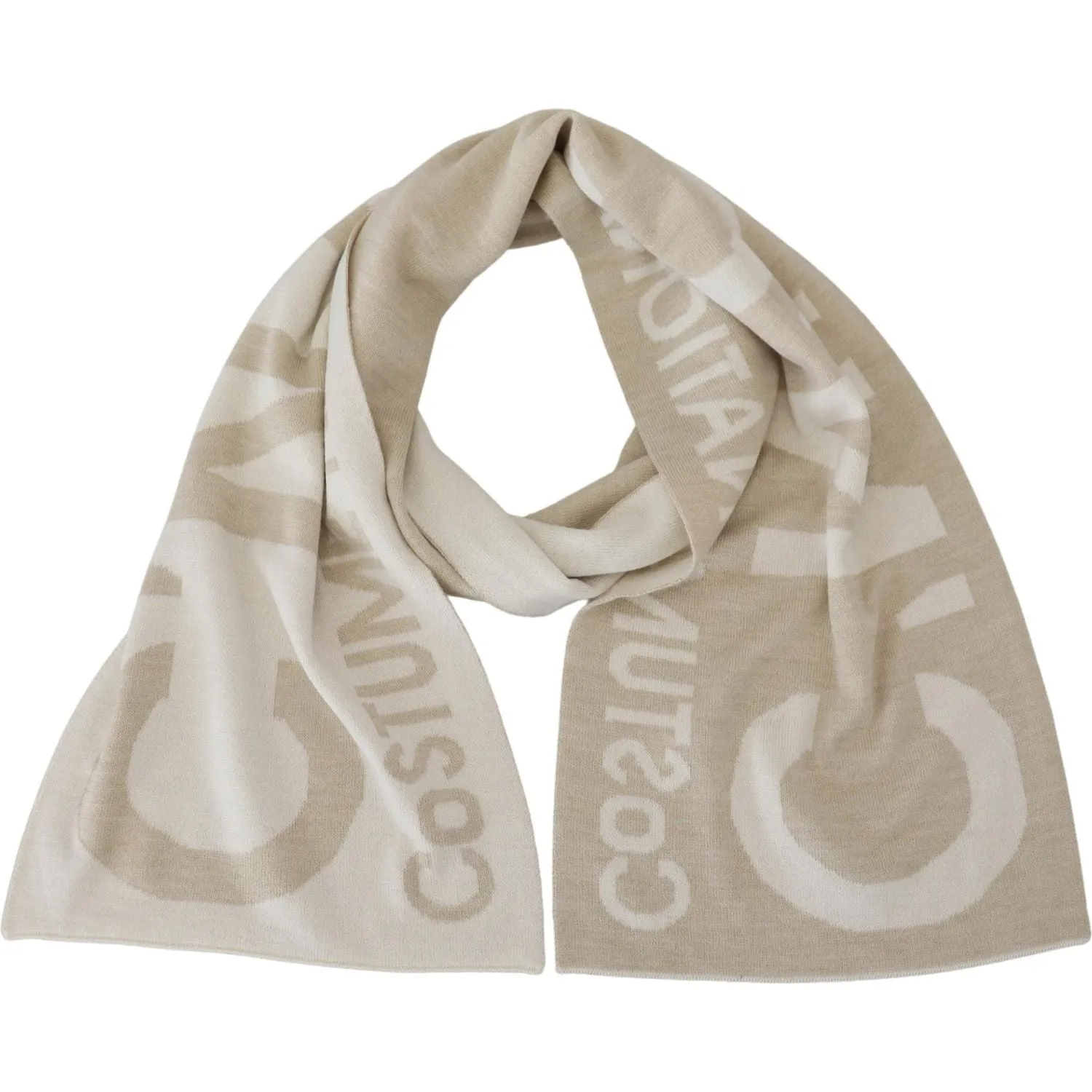 Costume National Elegant Beige Wool-Blend Scarf Wrap