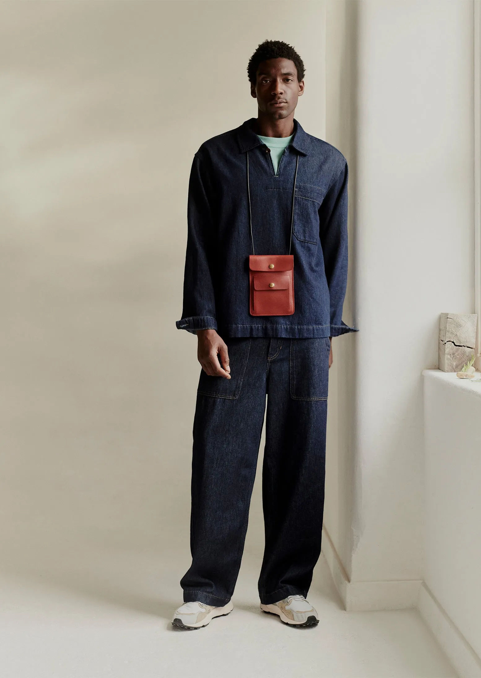 Cotton Hemp Denim Cargo Pants | Indigo