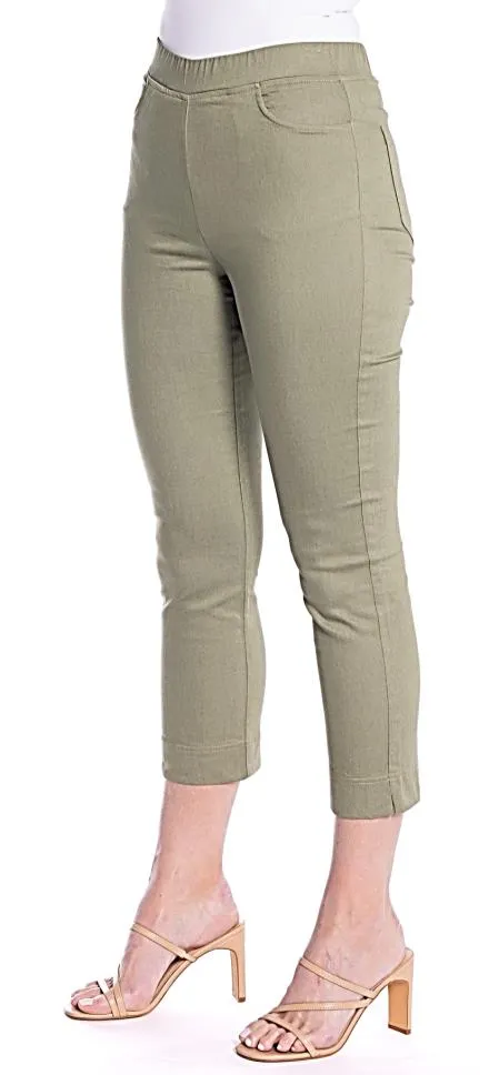 Cropped Skinny Leg Pants by Cafe Latte - Khaki