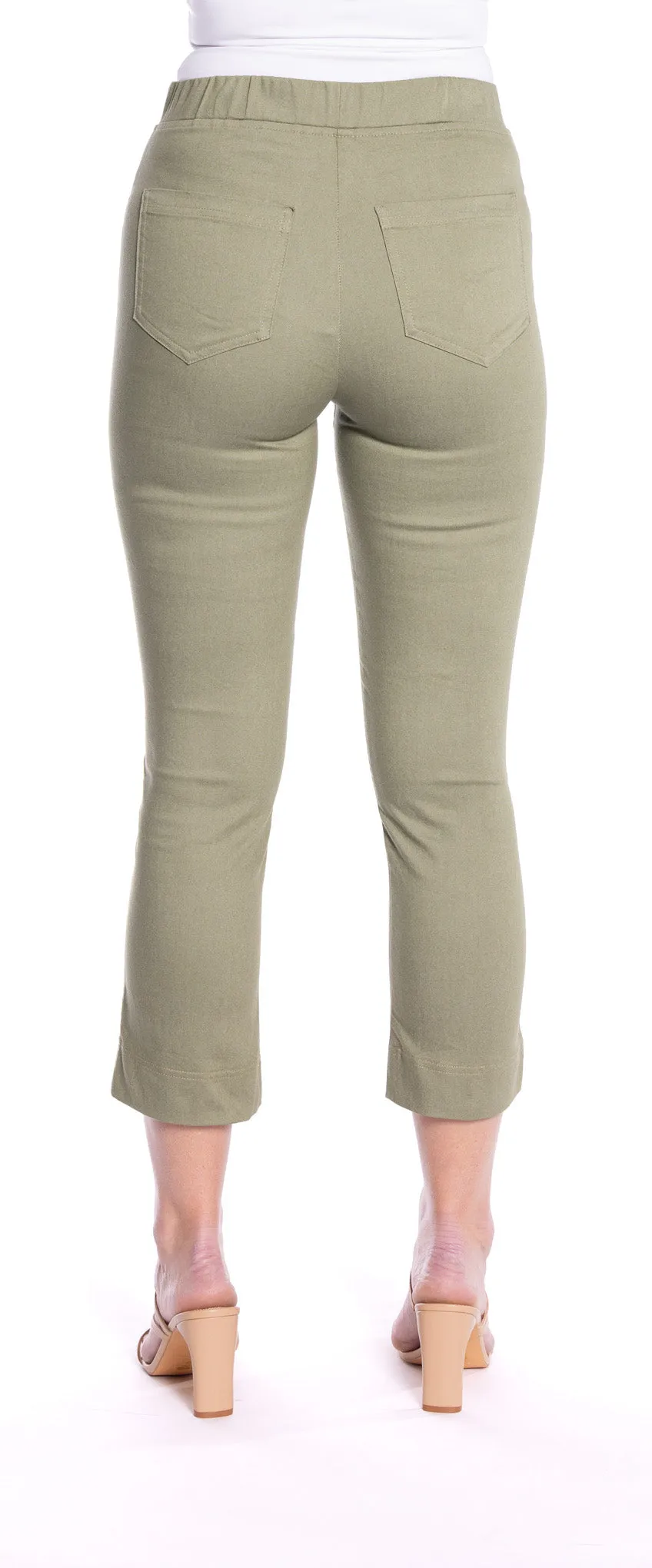 Cropped Skinny Leg Pants by Cafe Latte - Khaki