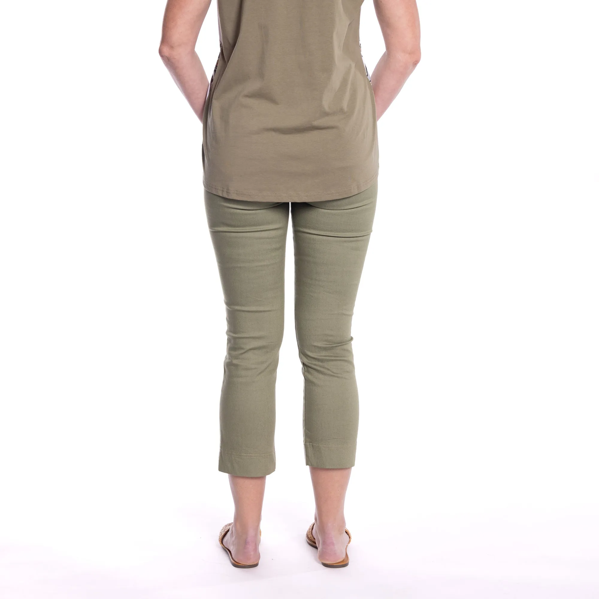 Cropped Skinny Leg Pants by Cafe Latte - Khaki