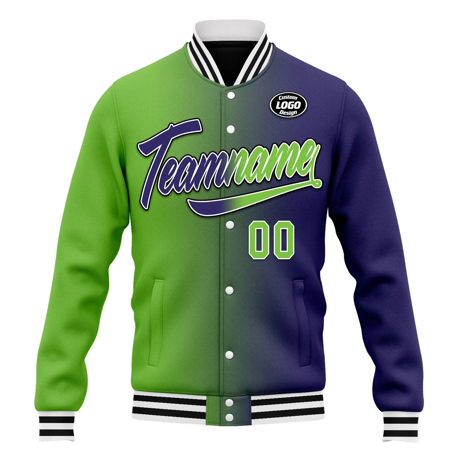 Custom Gradient Fashion Jacket Bomber Full-Snap Varsity Letterman Personalized Jacket FZ005-D028015-9