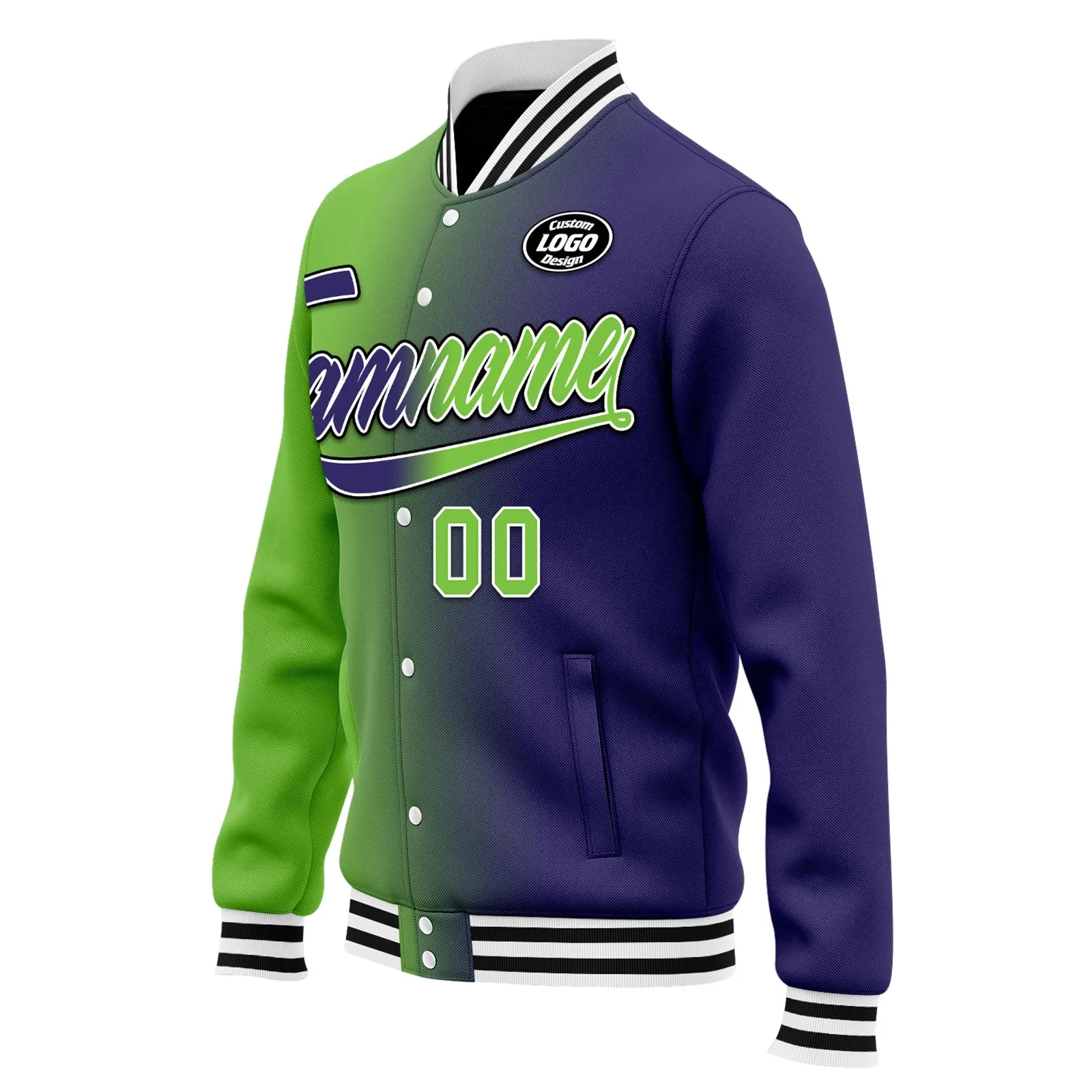 Custom Gradient Fashion Jacket Bomber Full-Snap Varsity Letterman Personalized Jacket FZ005-D028015-9