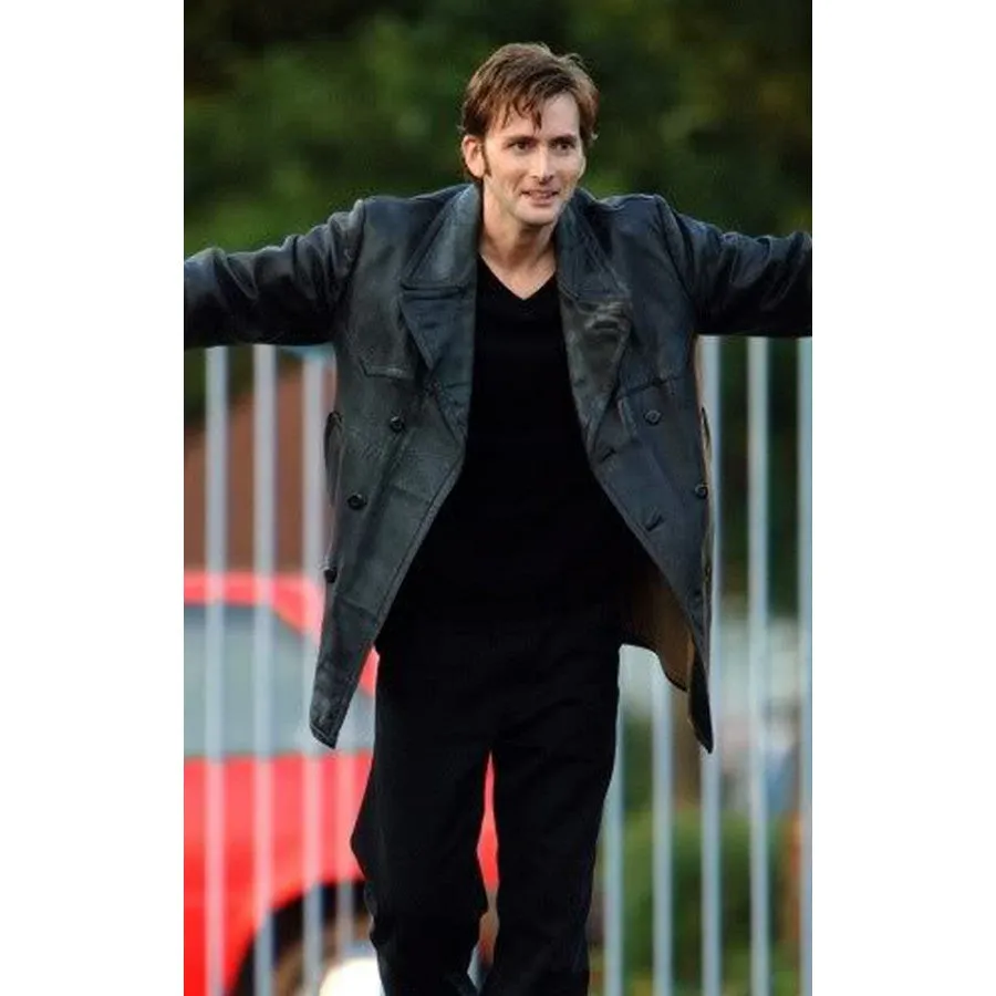 David Tennant Doctor Who Leather Trench Stylish Coat by TJS