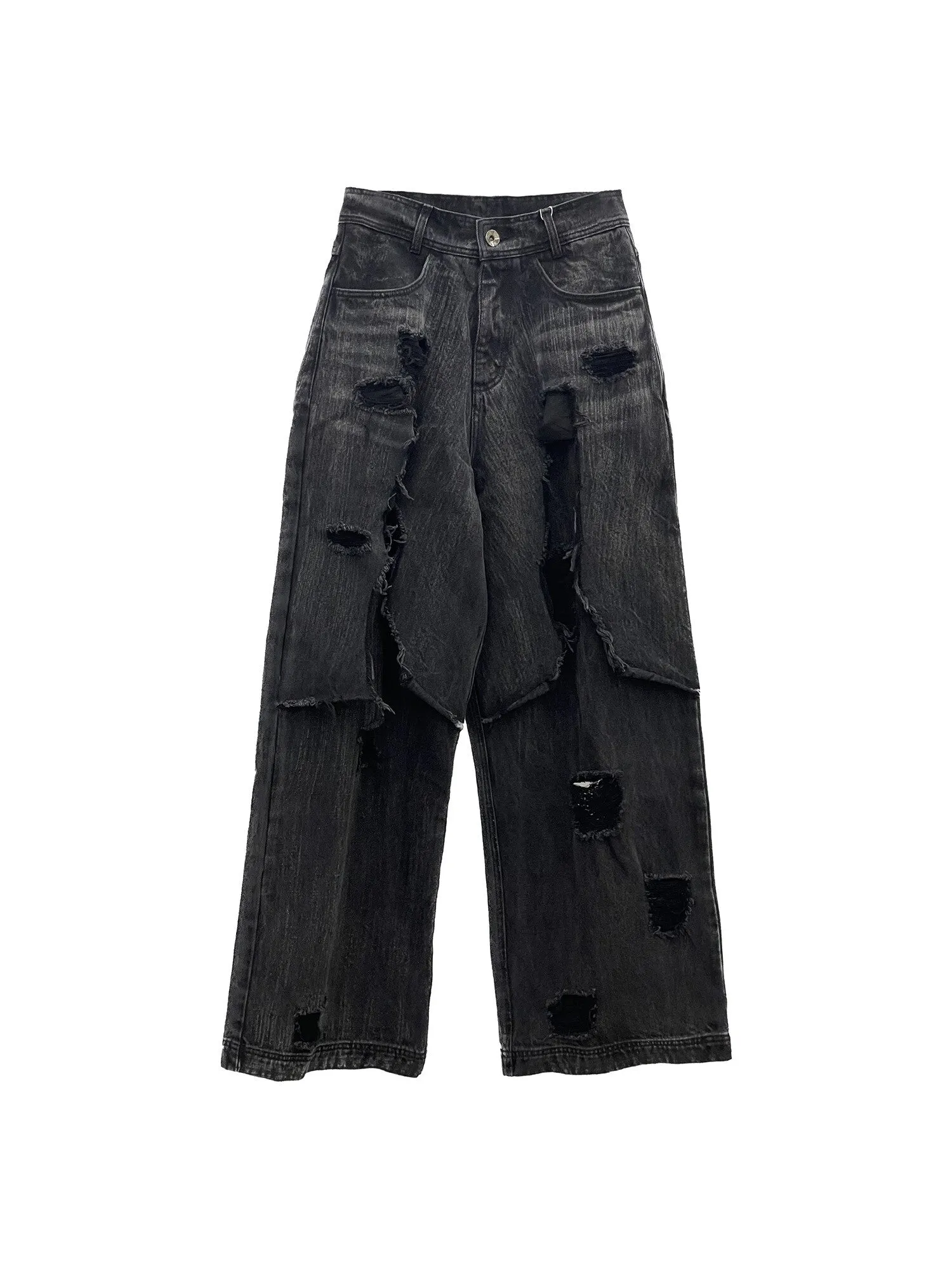 Destroyed black & black denim pants