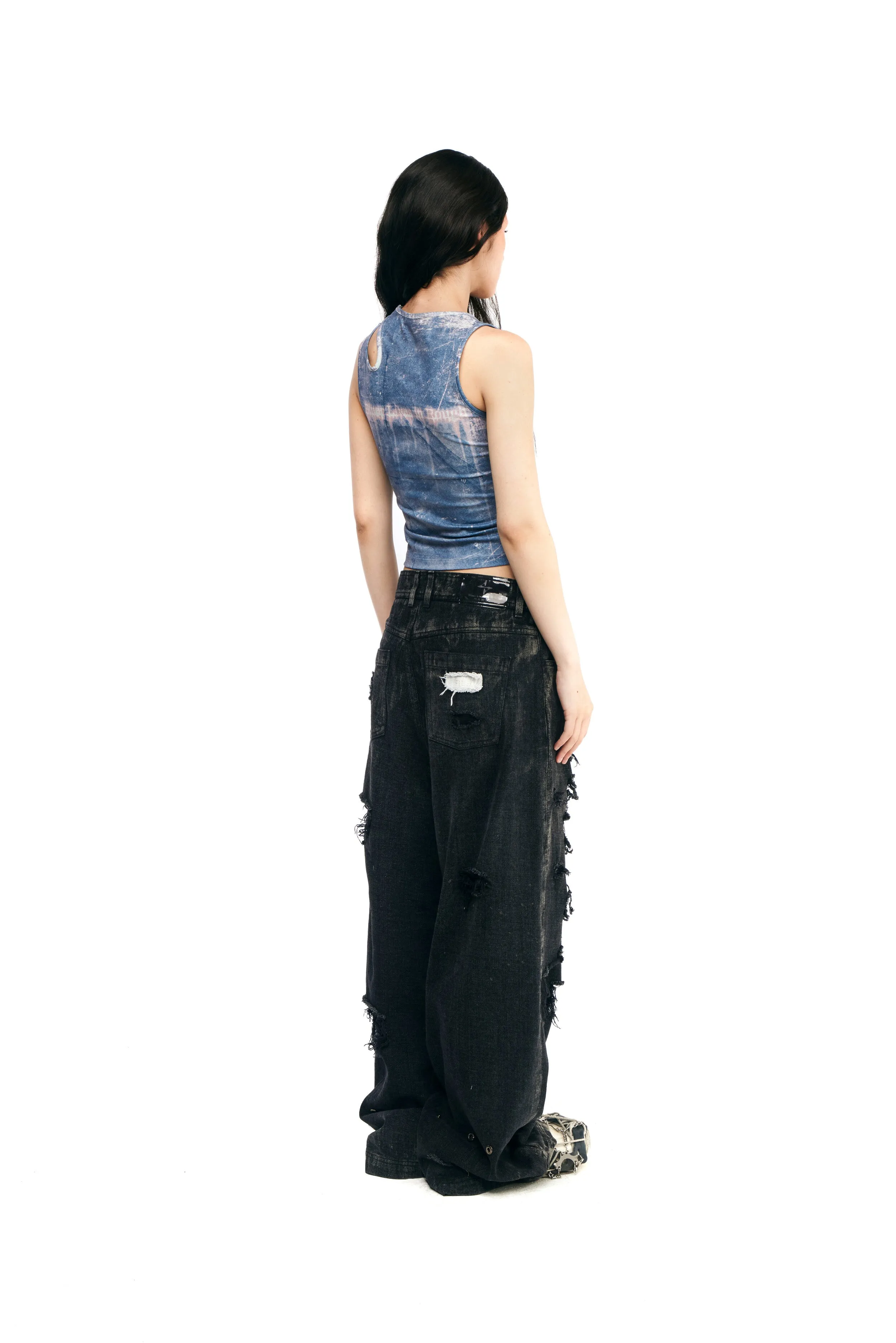 Destroyed black & black denim pants