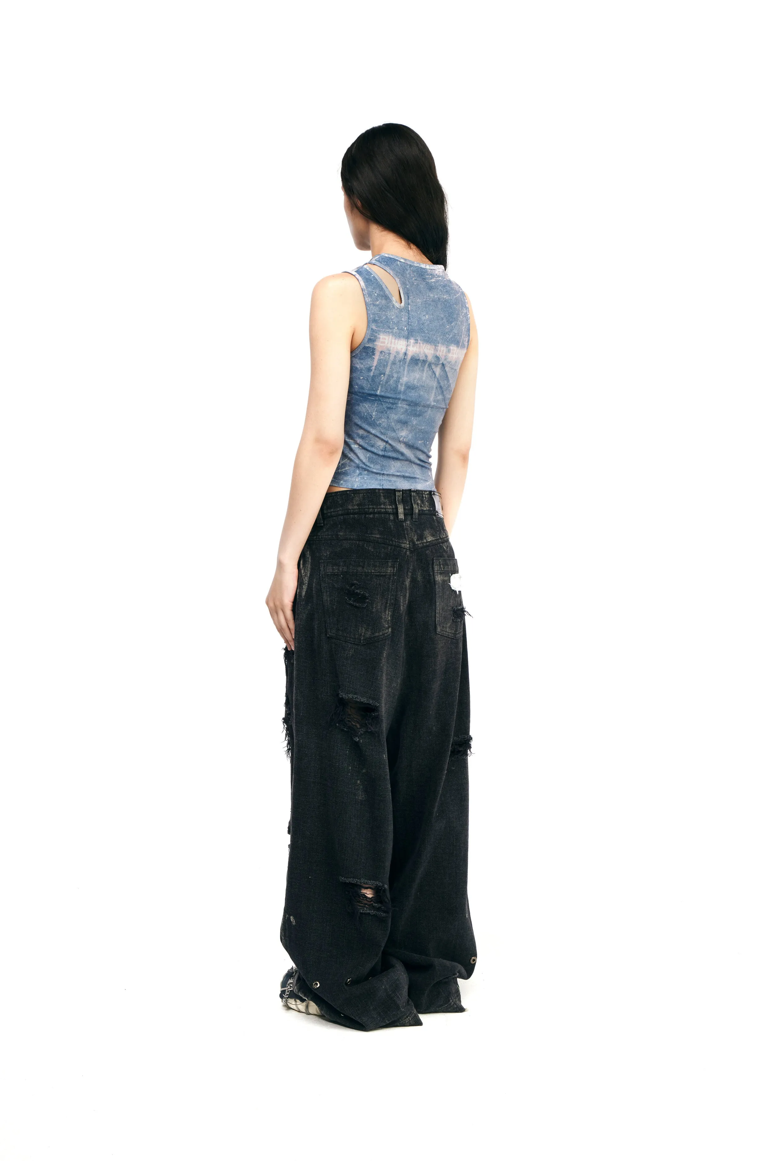 Destroyed black & black denim pants