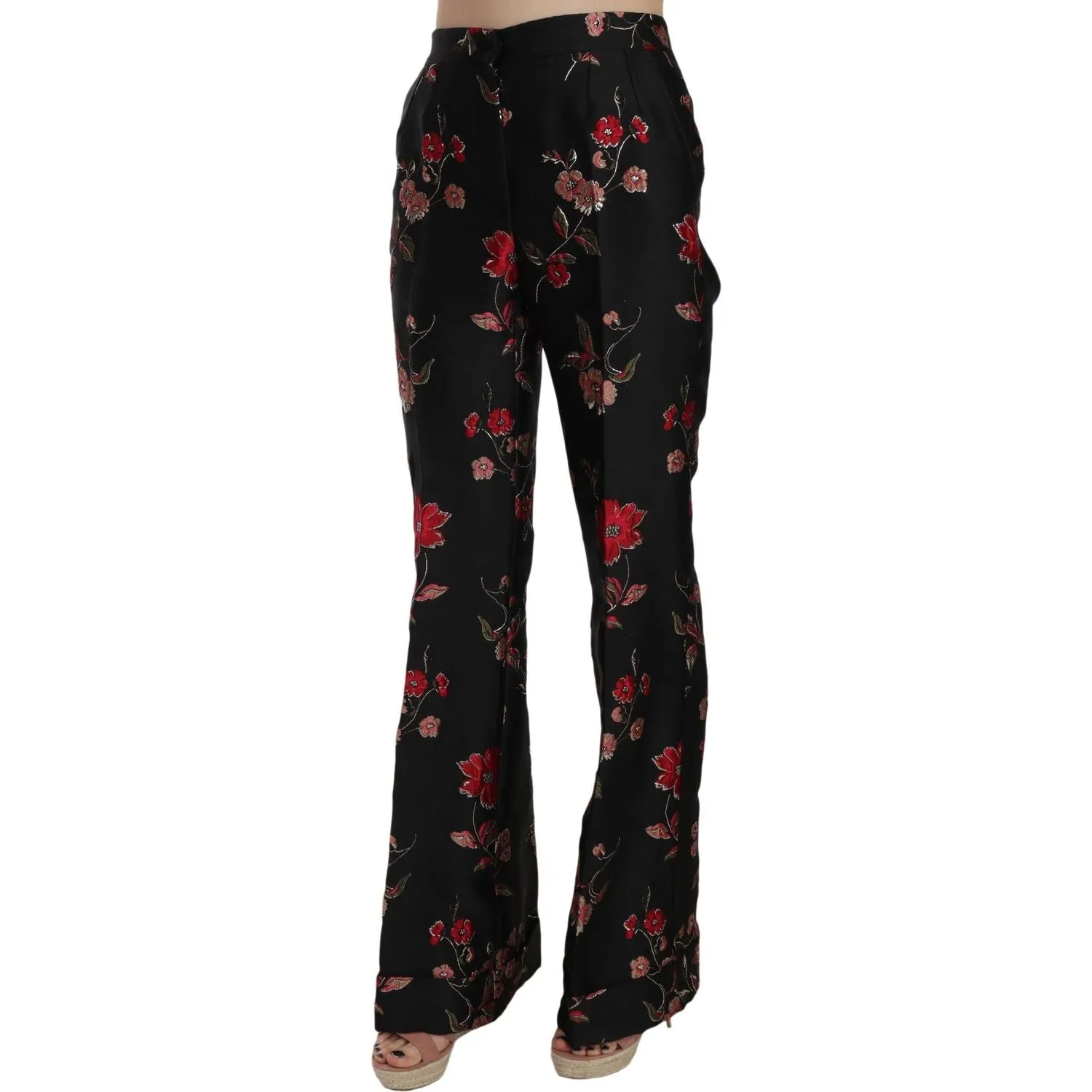 Dolce & Gabbana Elegant Floral Print Boot Cut Trousers