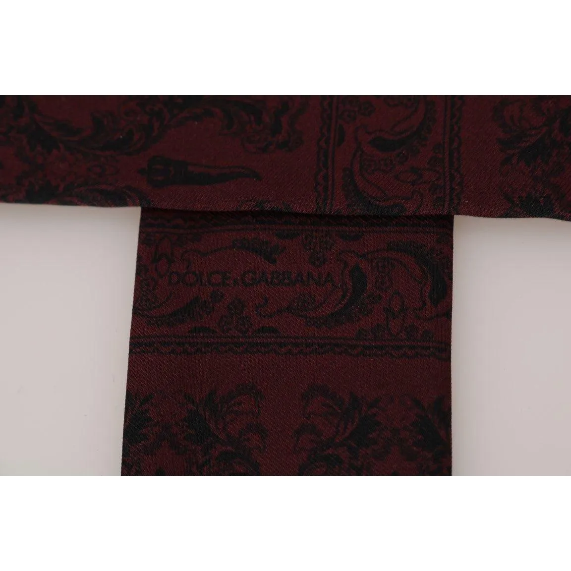 Dolce & Gabbana Silk Bordeaux Crown Chili Print Mens Scarf