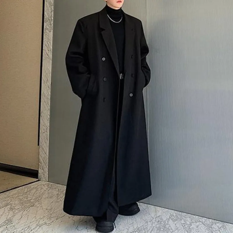 Double-breasted High-slit Webbing Trench Coat