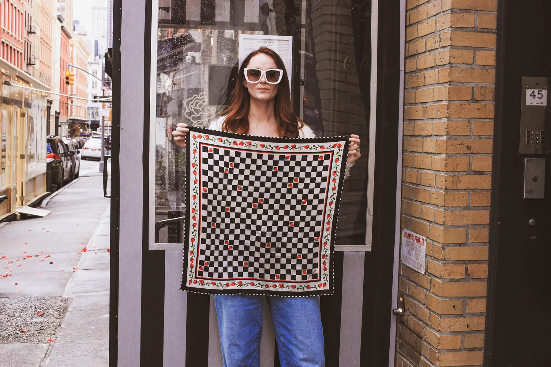 Double Sided Silk Scarf Of Checkerboard Imagination