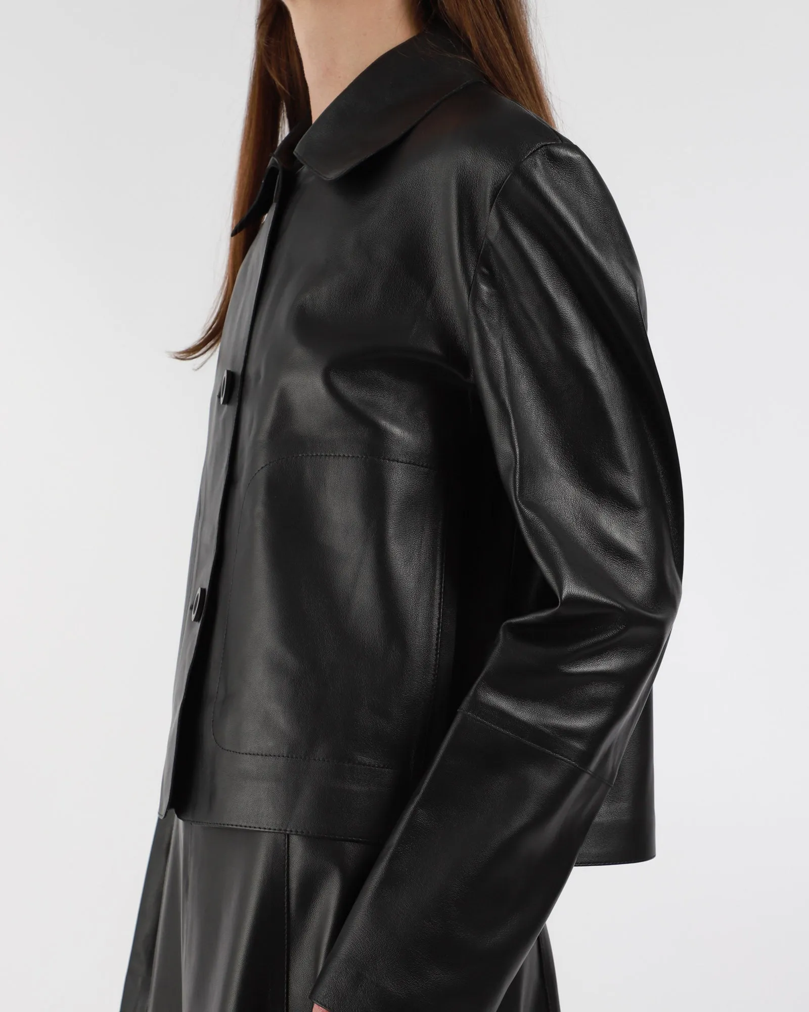 Emy Leather Cropped Jacket