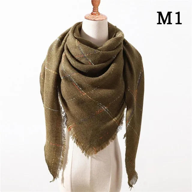 Fashion Cashmere Plaid Scarf Printed Bandana Shawl #MS-1