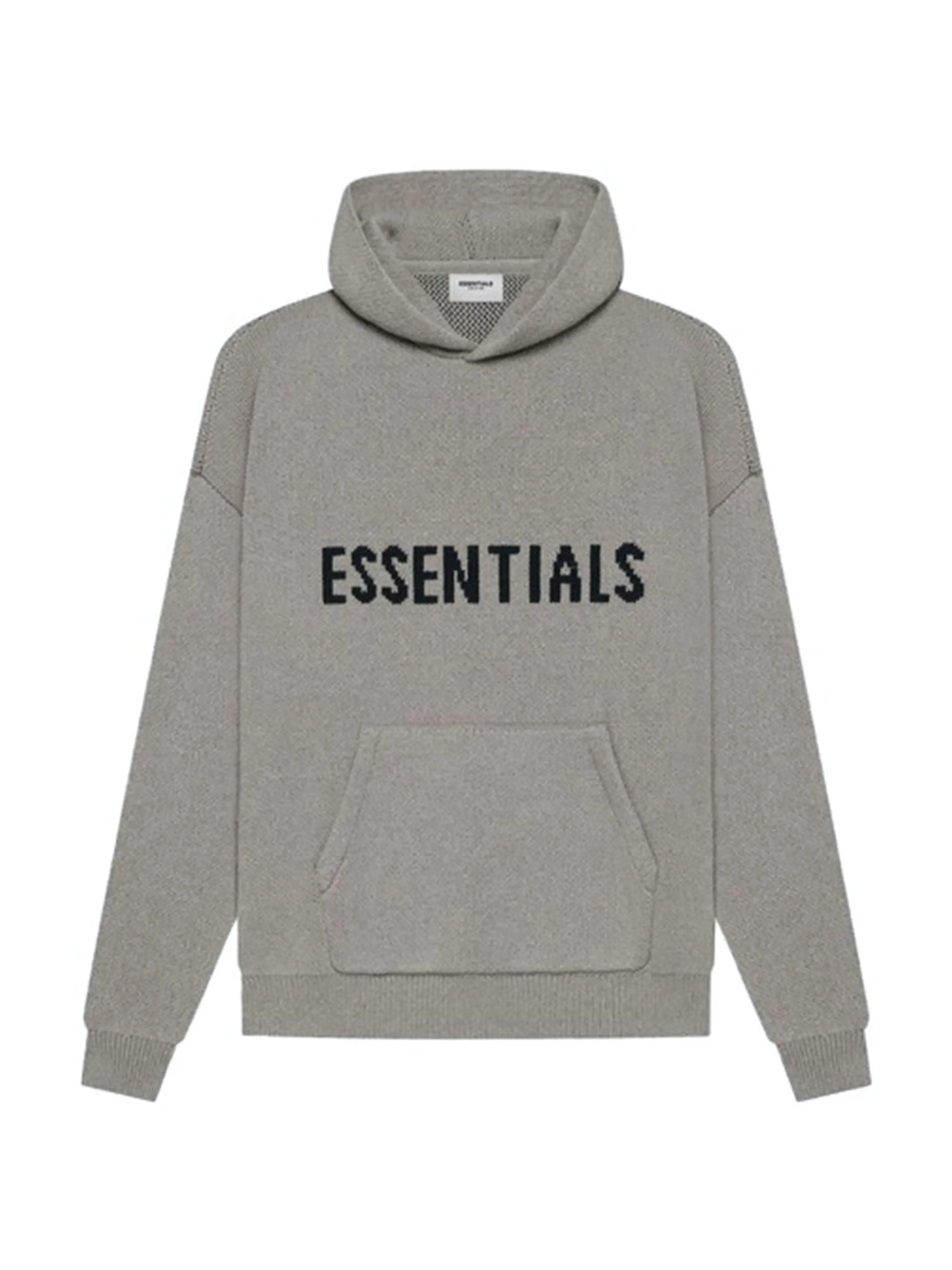 Fear Of God Essentials Knit Pullover Hoodie Dark Heather Oatmeal [SS21]