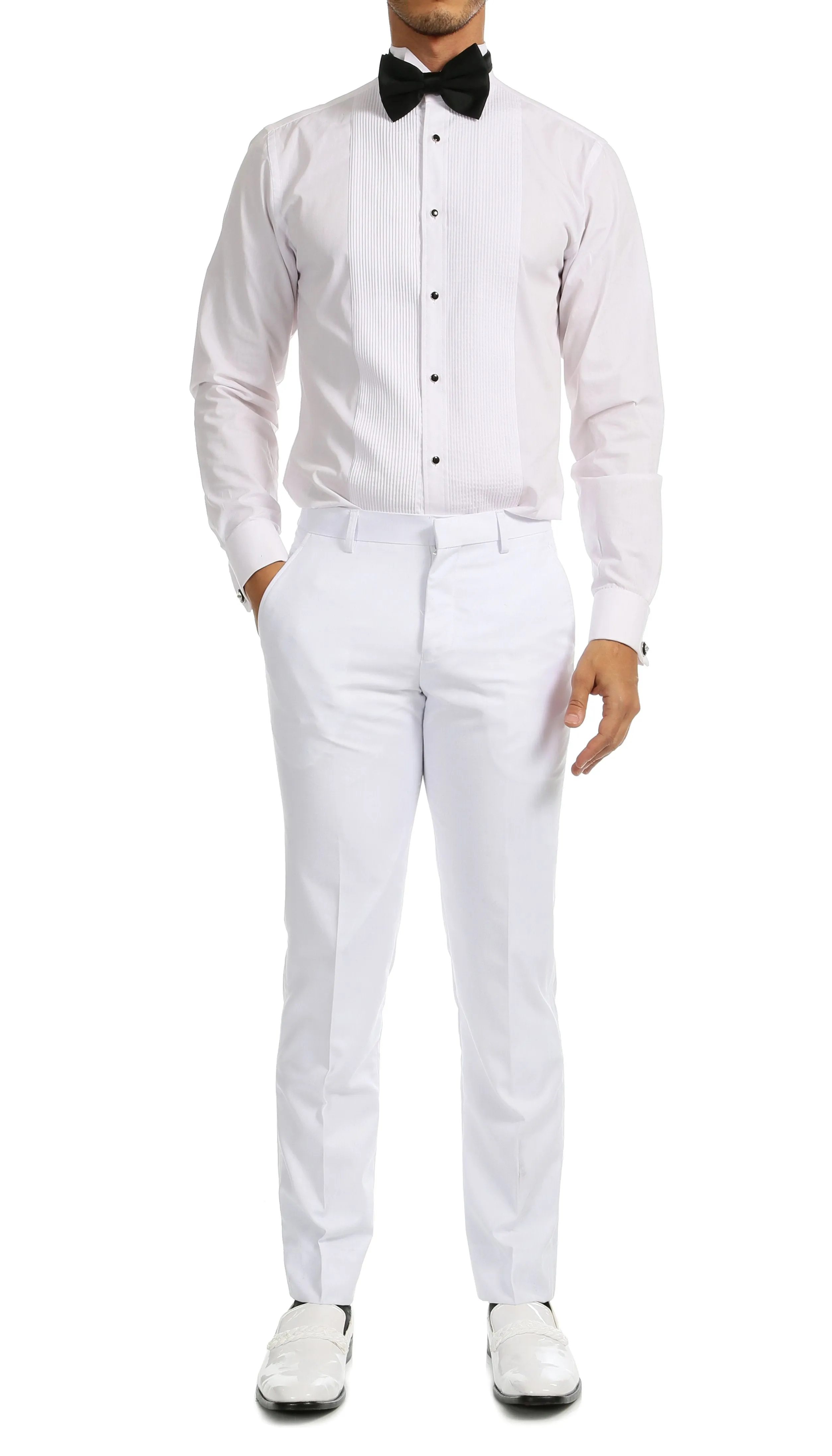 Ferrecci Men's Reno White Slim Fit Shawl Lapel 2 Piece Tuxedo Suit Set