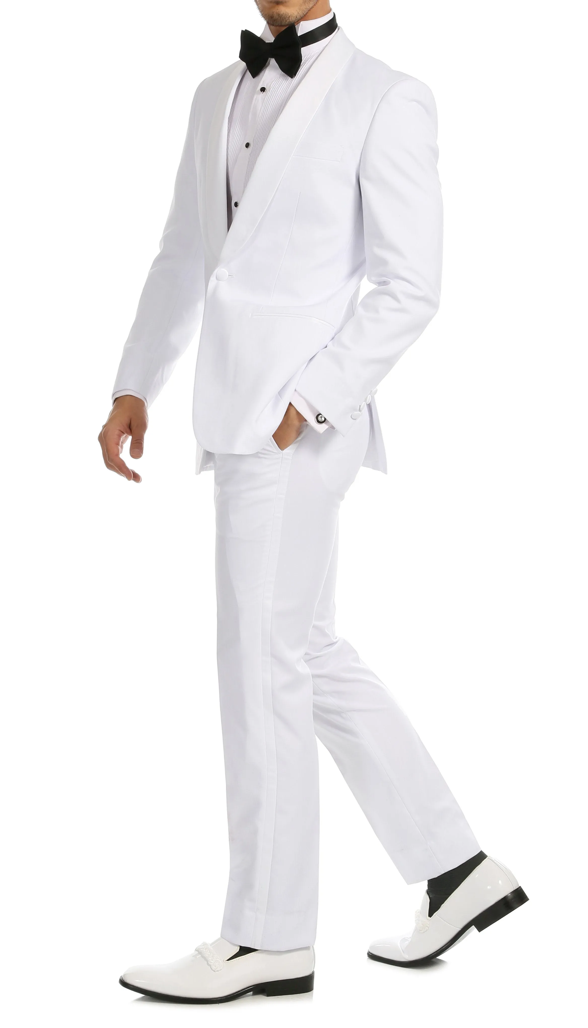 Ferrecci Men's Reno White Slim Fit Shawl Lapel 2 Piece Tuxedo Suit Set