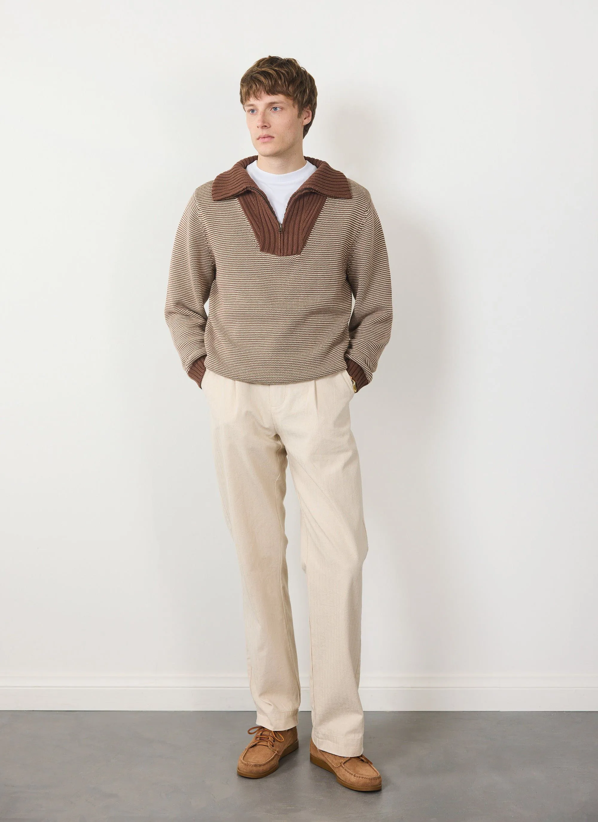 Fisherman Quarter Zip Sweater | Percival x Ilaria | Rust