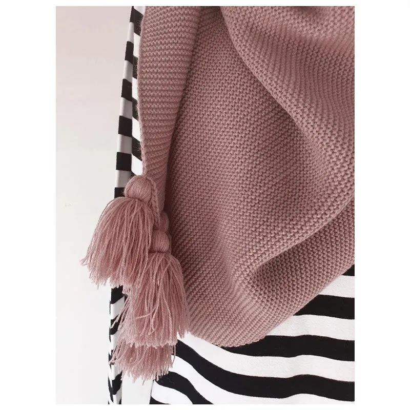 Fiver Tassel Wrap Scarf – Mauve