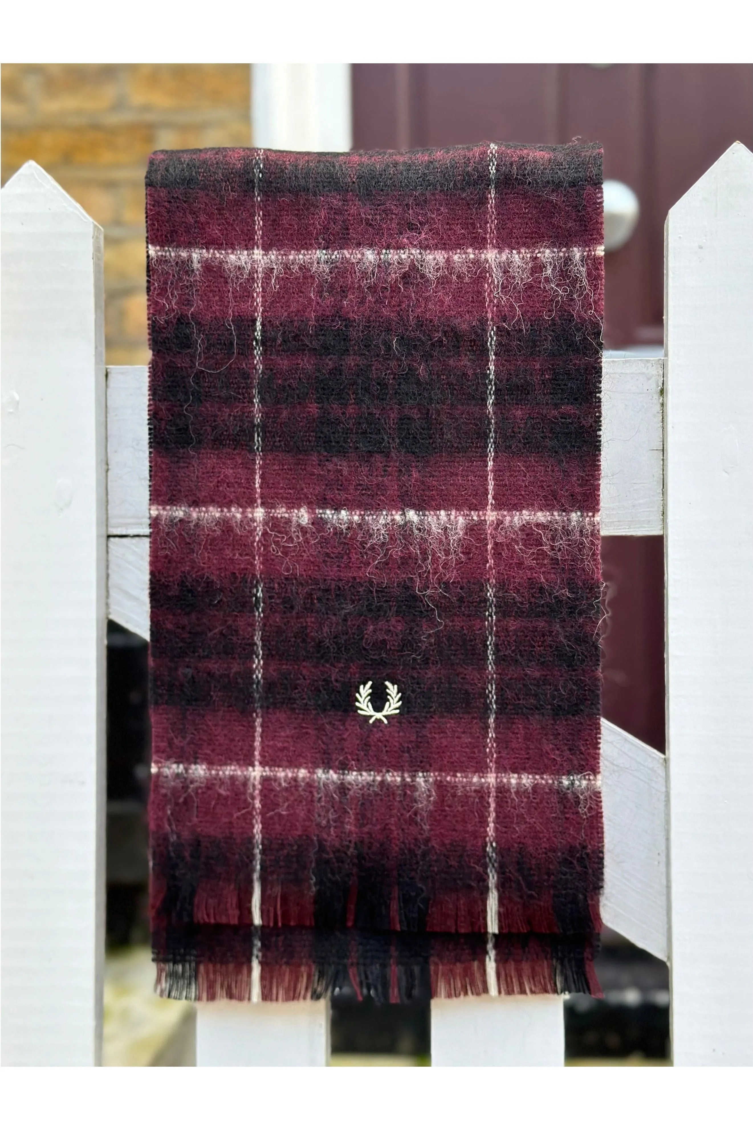 Fred Perry - Oxblood - Brushed Wool   -Tartan Scarf