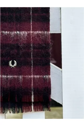 Fred Perry - Oxblood - Brushed Wool   -Tartan Scarf