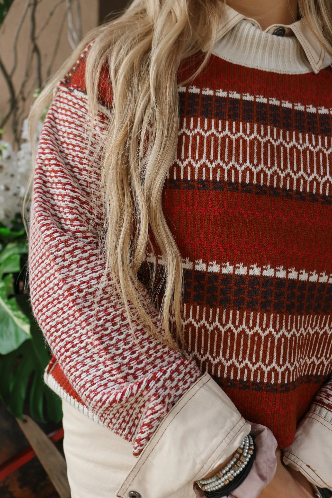 Friendly By The Fire Rust Sweater