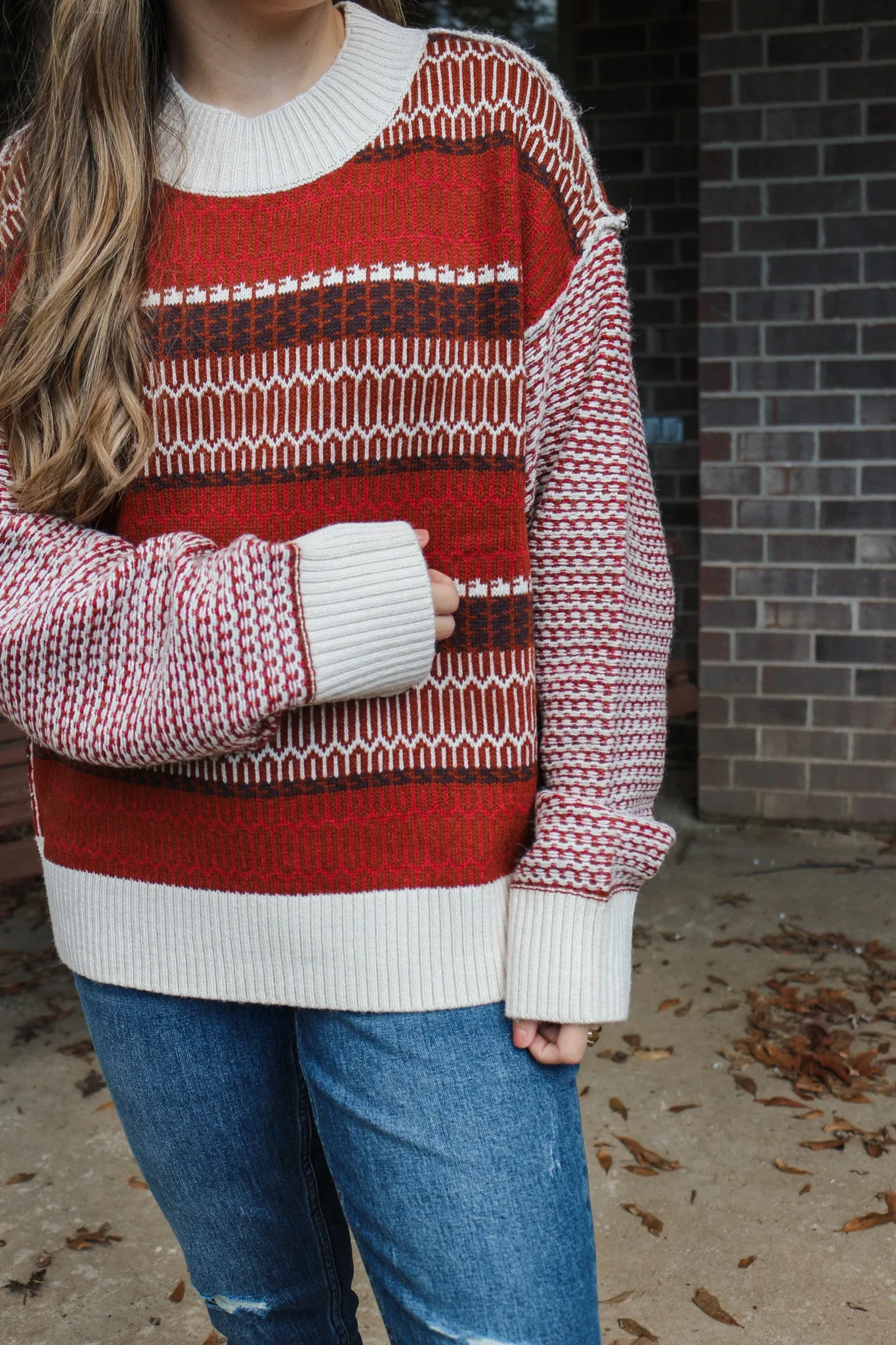 Friendly By The Fire Rust Sweater