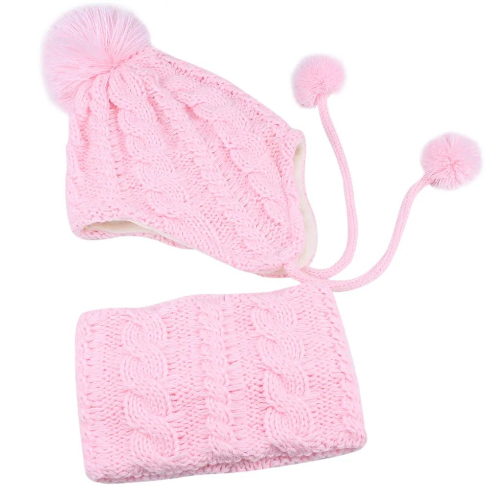 FURTALK Kids Winter Yarn Pom Pom Hat Scarf Set Drop Shipping SFFW004