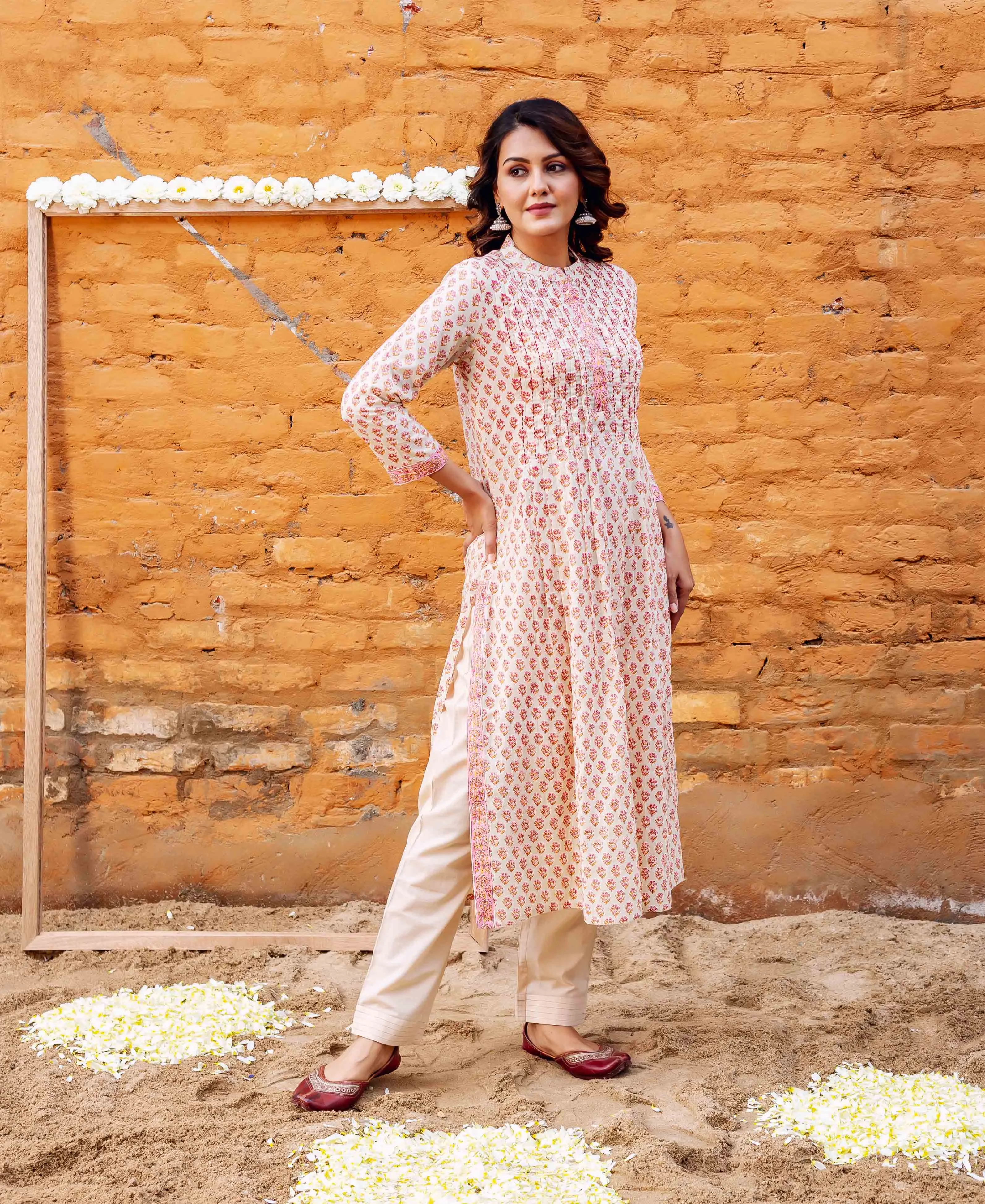 Gazal Block Printed Straight Cotton Kurta