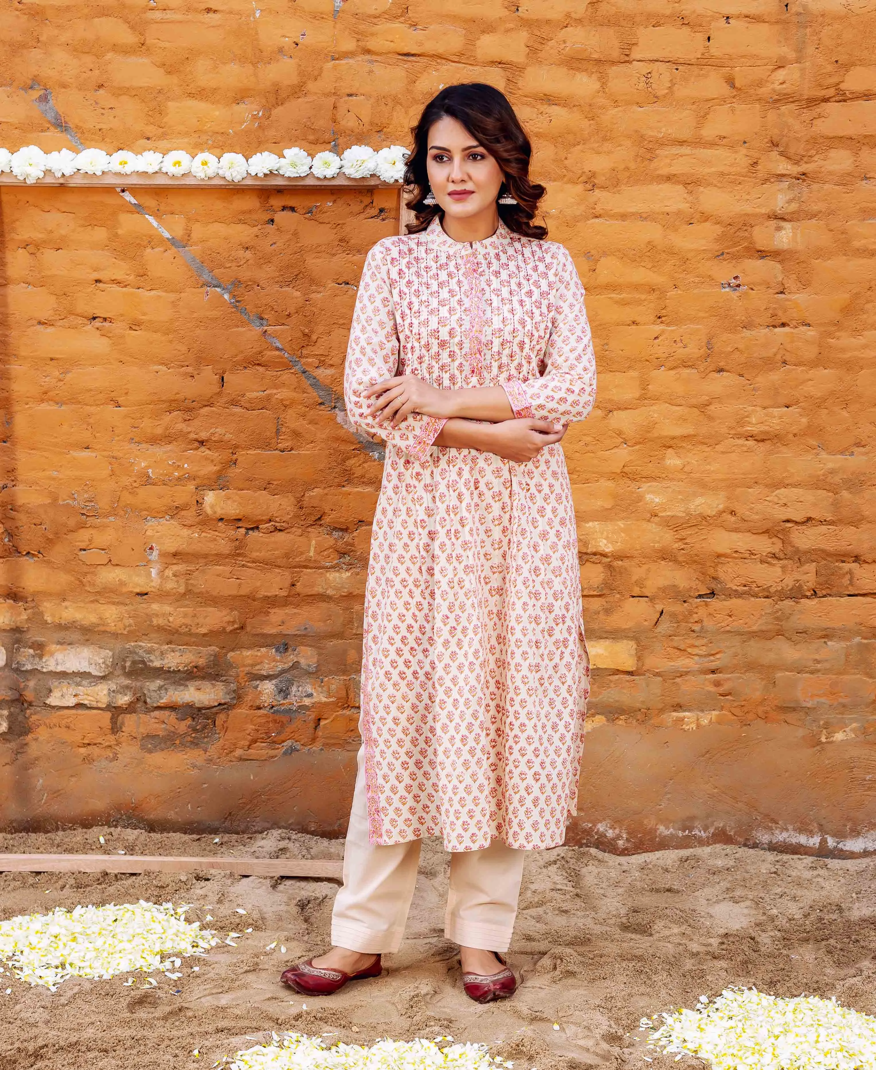 Gazal Block Printed Straight Cotton Kurta