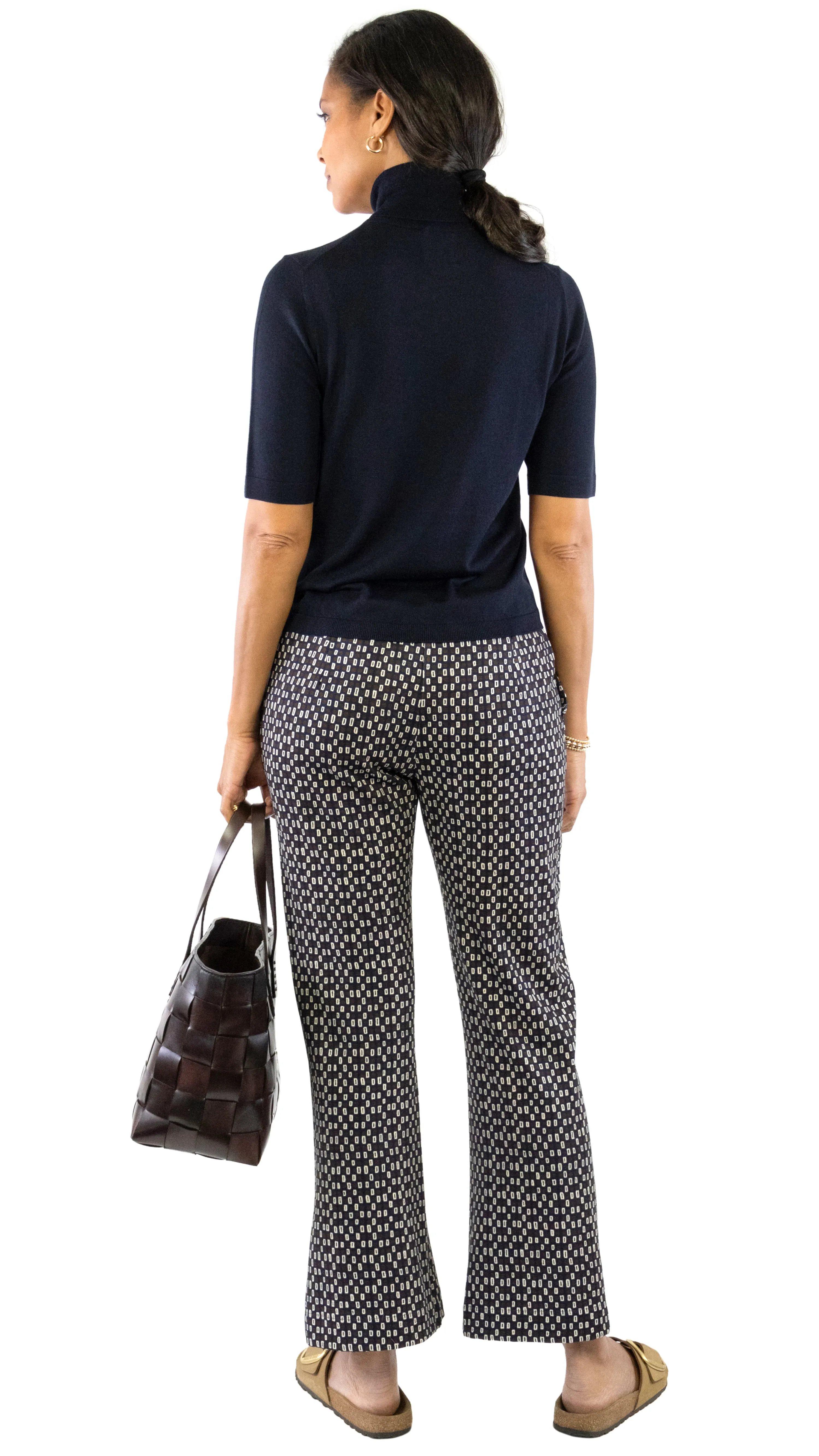 Graphic Print Pant - Navy / Cream / Brown