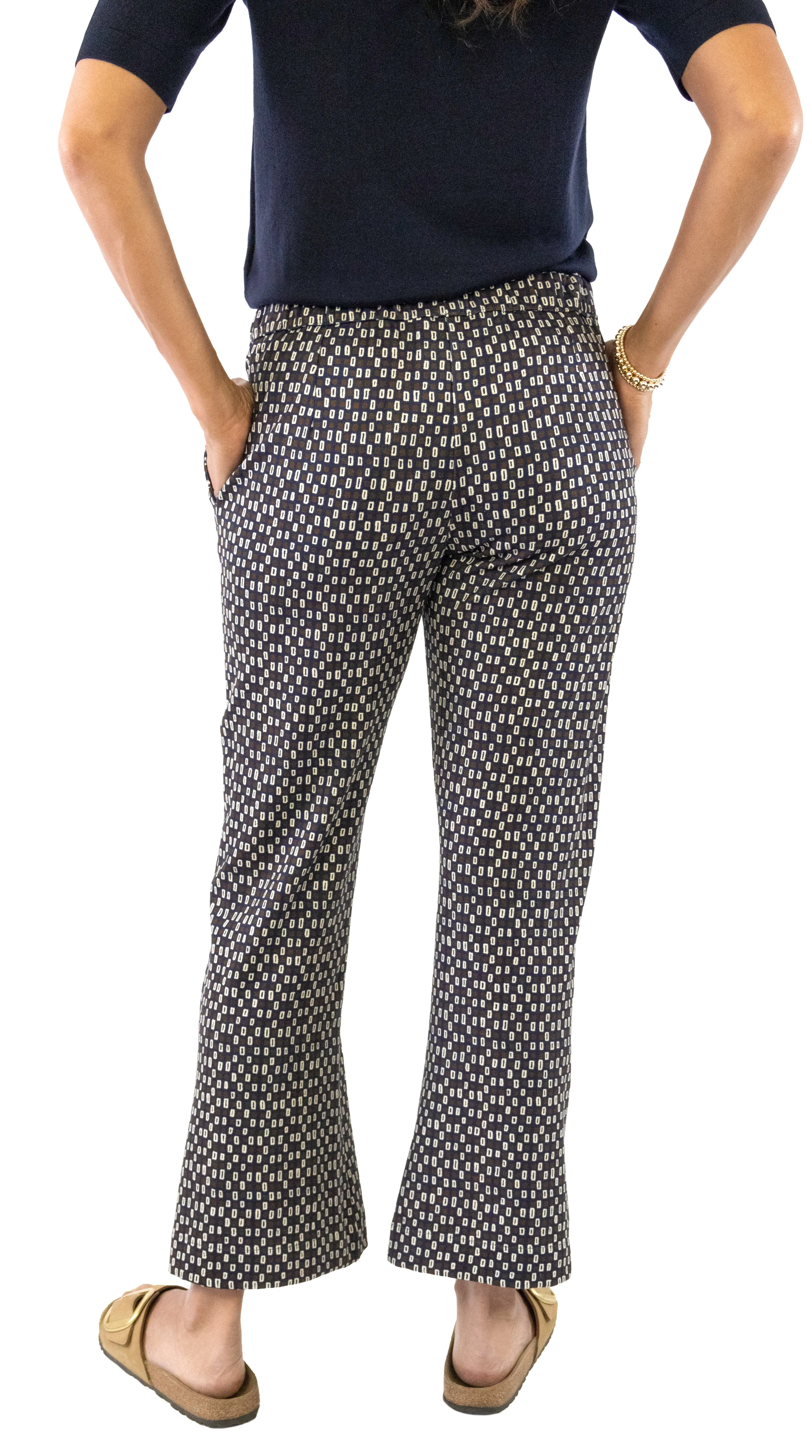 Graphic Print Pant - Navy / Cream / Brown