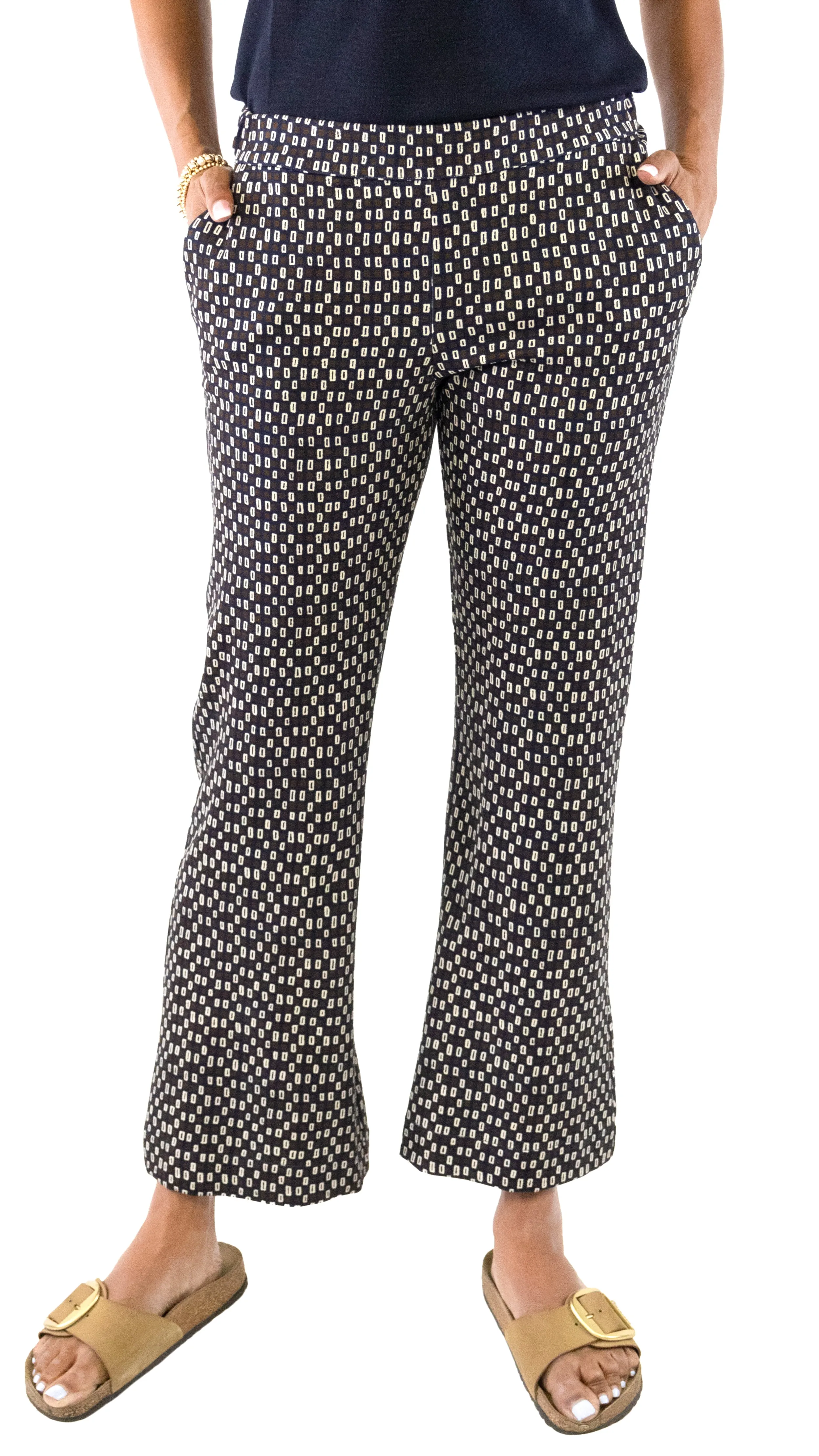 Graphic Print Pant - Navy / Cream / Brown