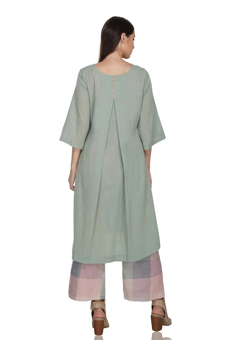 Green Loose Fit Cotton Kurta