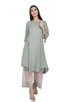 Green Loose Fit Cotton Kurta