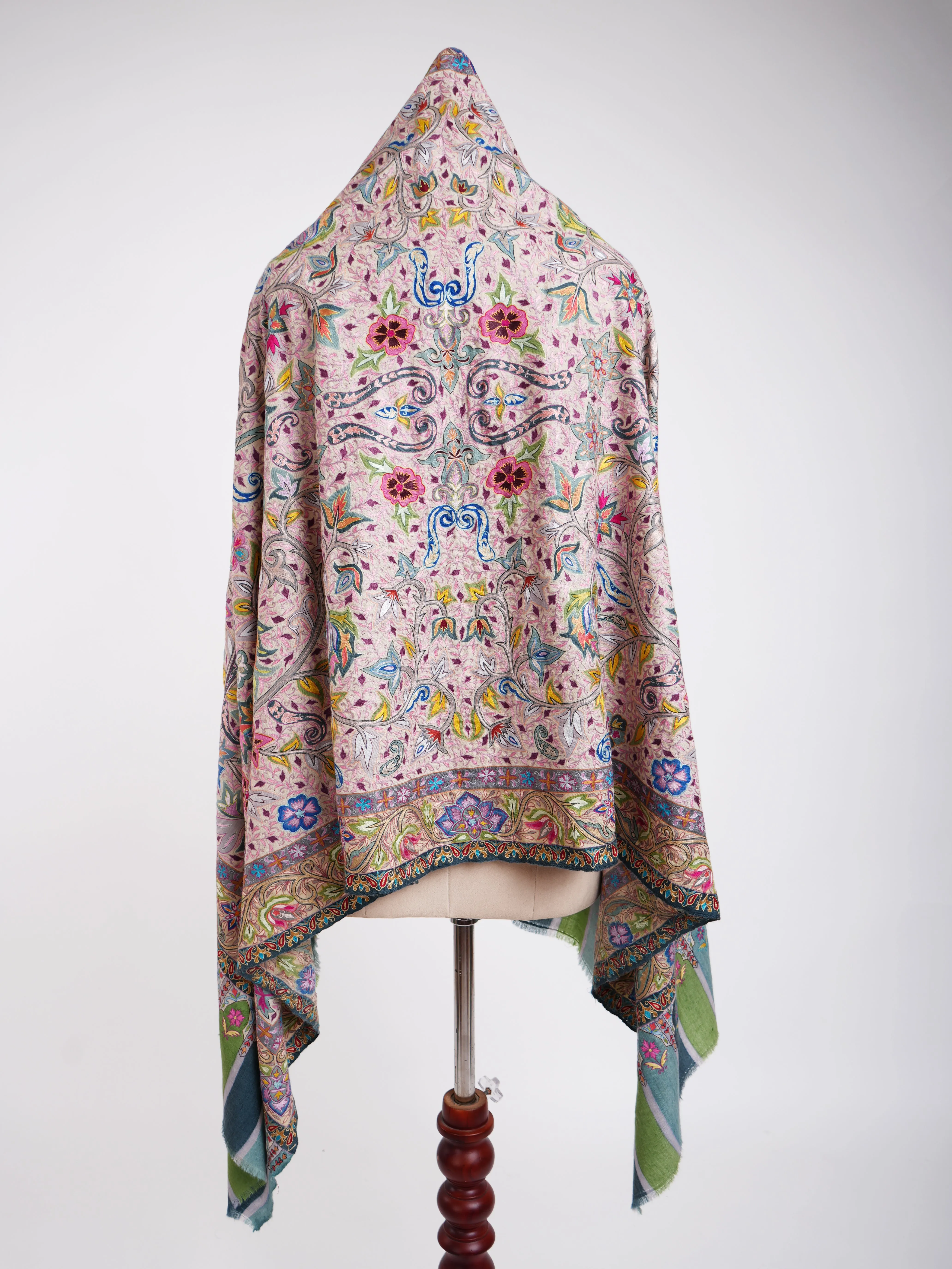 Hand Painted Kalamkari Floral Pashmina Shawl