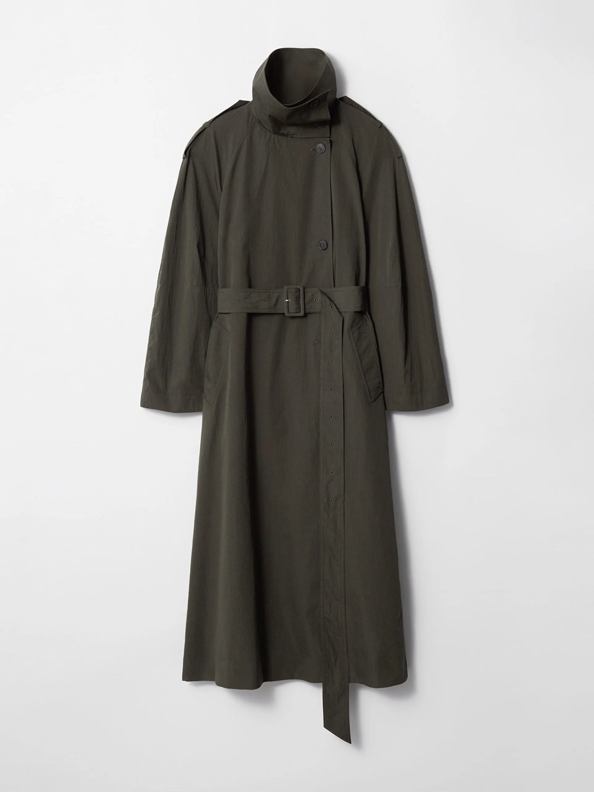 High-collar trench coat